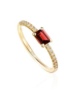 Joyas Nicols | Anillo Granate Delphina Diamantes Oro Amarillo