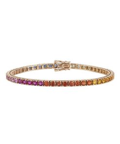 Joyas Nicols Pulseras | Pulsera Zafiros Colores Oro Rosa Rainbow