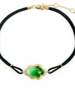 Joyas Nicols Pulseras | Pulsera Granate Verde Y Diamantes Nube New Wave