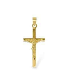 Joyas Nicols Medallas Y Cruces | Cruz Oro Amarillo Cristo Tubo Cuadrado 25X15