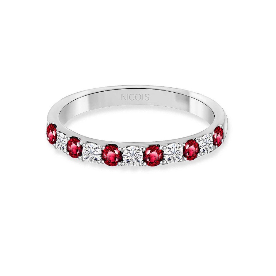 Joyas Nicols | Anillo Diamantes Rubi Azalea Oro Blanco