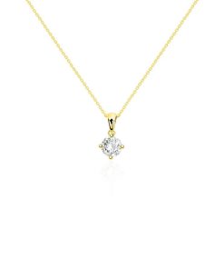 Joyas Nicols Colgantes | Collar Diamante Jackie Twisted 0.10-0.50Ct Solitario Oro Amarillo