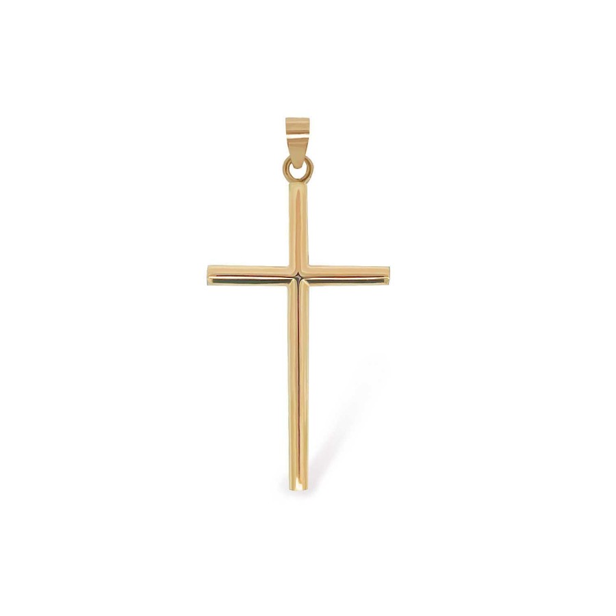 Joyas Nicols Medallas Y Cruces | Cruz Oro Rosa Tubo Redondo 30X18