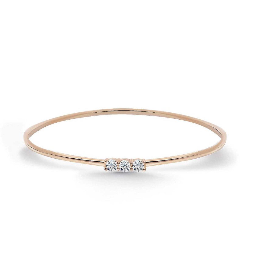 Joyas Nicols Pulseras | Brazalete Tubo Redondo Oro Rosa Eloise 3 Diamantes