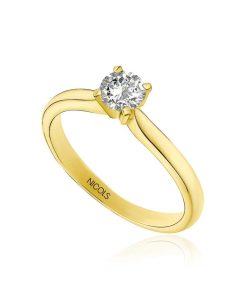 Joyas Nicols Anillos De Compromiso Solitario | Anillo Compromiso Elle Oro Amarillo (18Kt) Con Diamante 0.60Ct