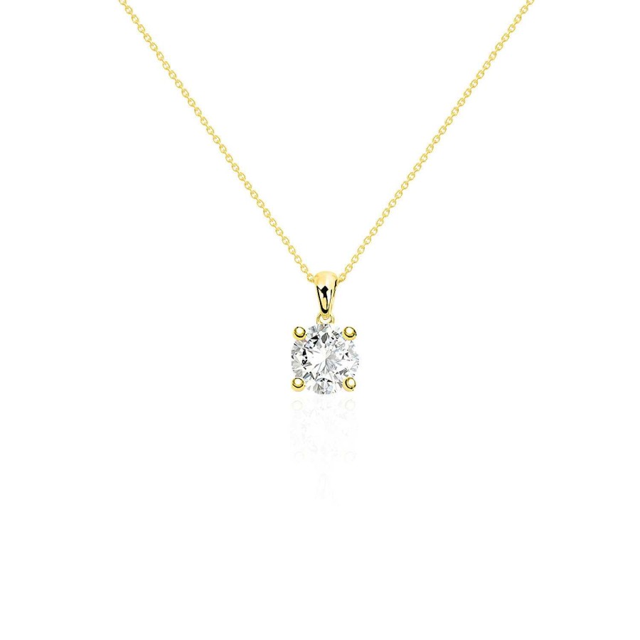 Joyas Nicols Colgantes | Collar Diamante Jackie 0.55-1.00Ct Solitario Oro Amarillo