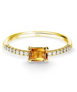 Joyas Nicols | Anillo Citrino Delphina Diamantes Oro Amarillo