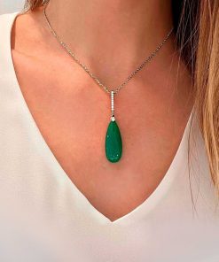 Joyas Nicols Colgantes | Colgante Jade Verde Oro Y Diamantes Serenity