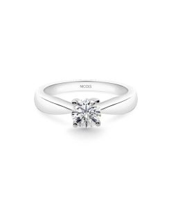 Joyas Nicols Anillos De Compromiso Solitario | Anillo Compromiso Jackie Oro Blanco (18Kt) Con Diamante 0.10-0.50Ct