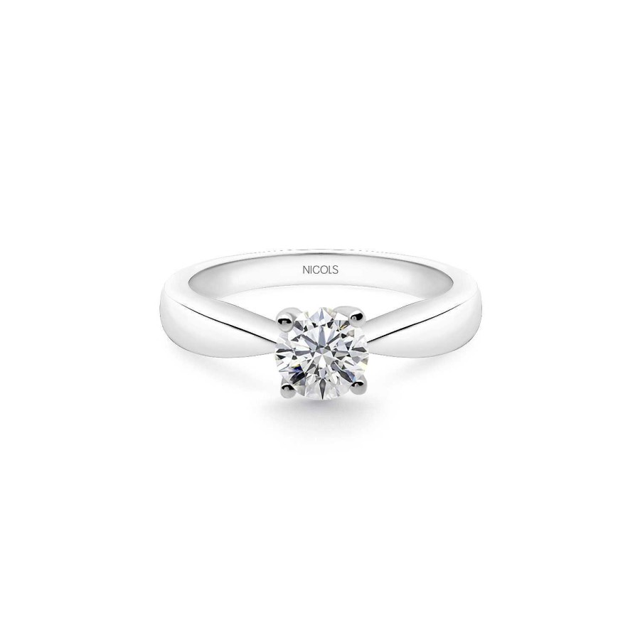 Joyas Nicols Anillos De Compromiso Solitario | Anillo Compromiso Jackie Oro Blanco (18Kt) Con Diamante 0.10-0.50Ct