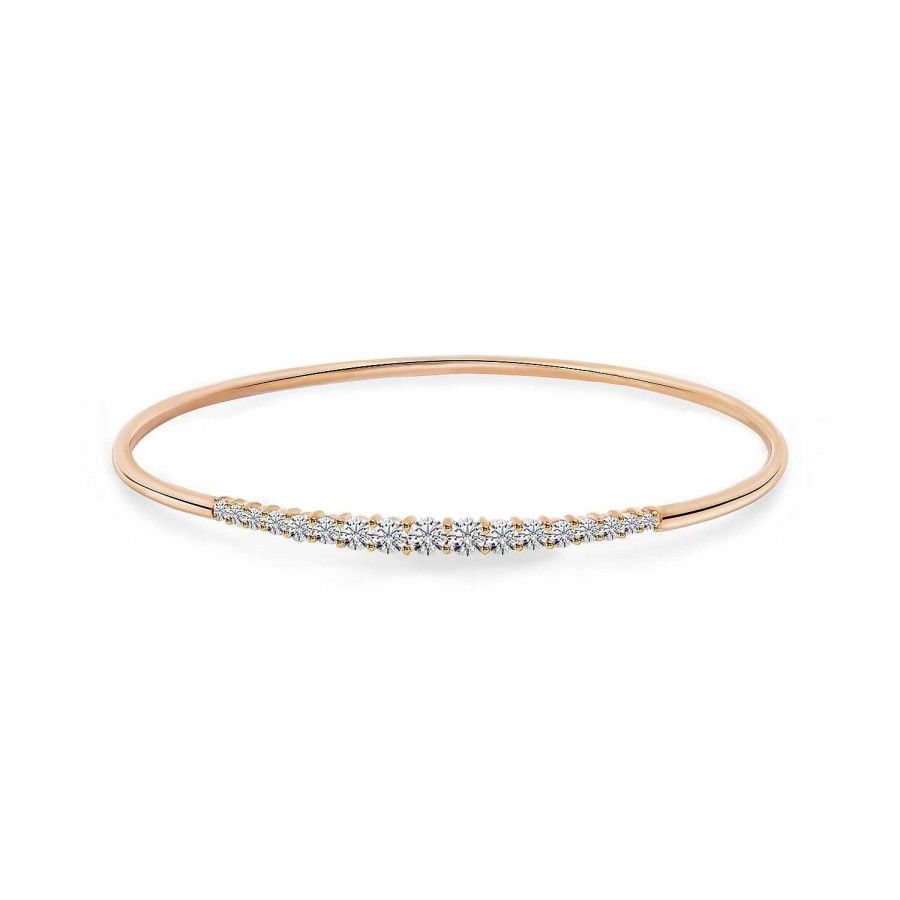 Joyas Nicols Pulseras | Brazalete Tubo Redondo Oro Rosa Eloise 17 Diamantes