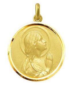 Joyas Nicols Medallas Y Cruces | Medalla Virgen Mar A Rezando Oro 18Kt Bisel