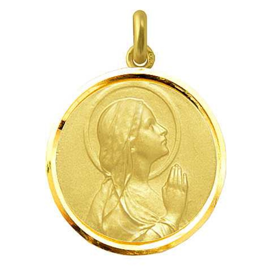 Joyas Nicols Medallas Y Cruces | Medalla Virgen Mar A Rezando Oro 18Kt Bisel