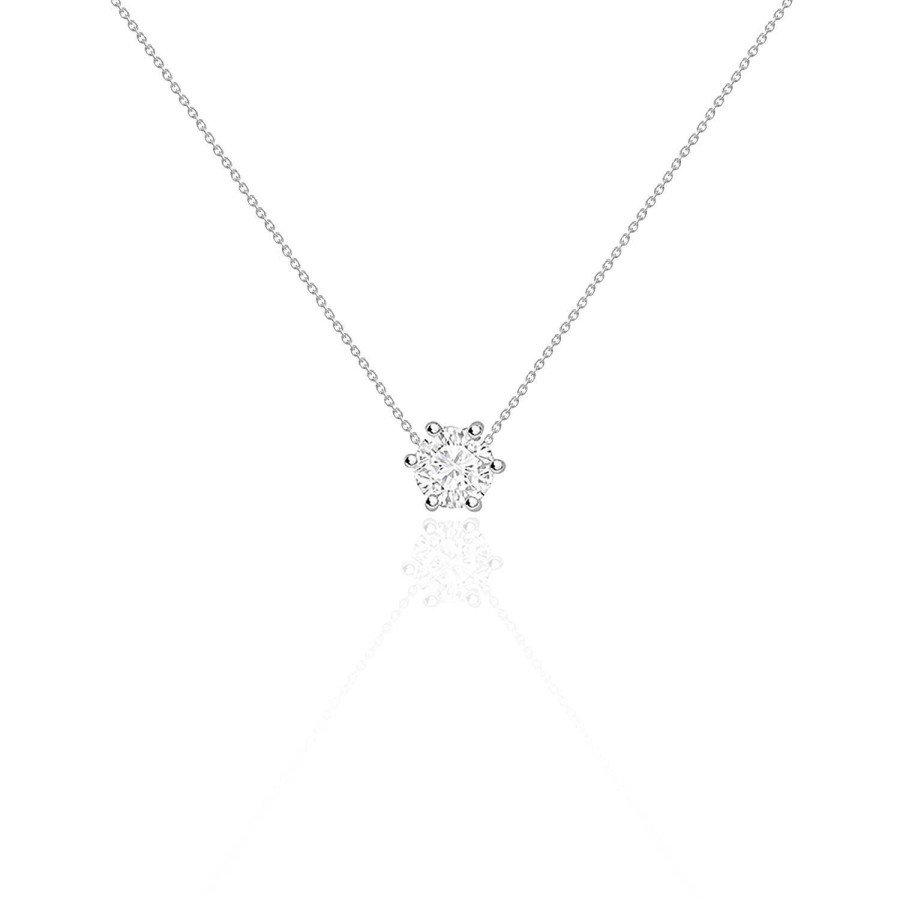 Joyas Nicols Colgantes | Collar Diamante Alexia 0.55-1.00Ct Solitario Oro Blanco