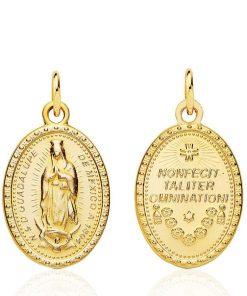 Joyas Nicols Medallas Y Cruces | Medalla 20Mm Virgen De Guadalupe Mexicana 18Kt Oval