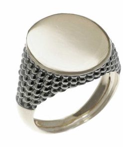 Joyas Nicols Anillos De Hombre Sellos | Sello Oro Blanco Oval Moderno