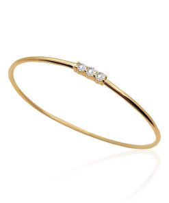 Joyas Nicols Pulseras | Brazalete Tubo Redondo Oro Amarillo Eloise 3 Diamantes