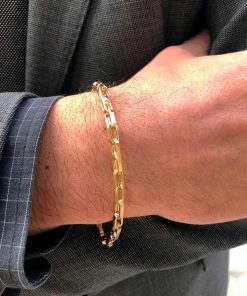 Joyas Nicols Pulseras De Hombre | Pulsera Oro 18Kt Eslabon Barra 21Cm