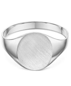 Joyas Nicols Anillos De Hombre Sellos | Sello Oro Blanco Mate Redondo Clasico