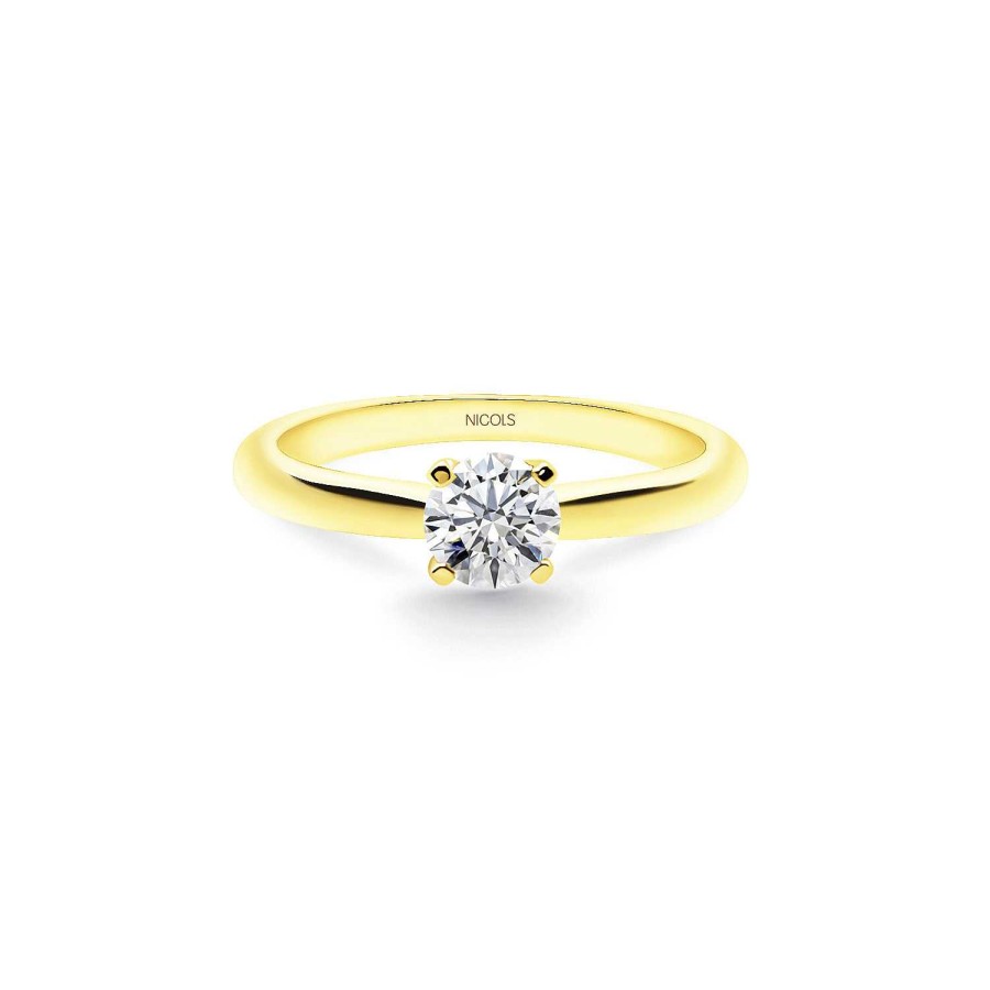 Joyas Nicols Anillos De Compromiso Solitario | Anillo Compromiso Elle Oro Amarillo (18Kt) Con Diamante 0.60Ct