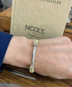 Joyas Nicols Pulseras | Pulsera Plata Oro Amarillo Nudo Corredera 6 Hilos