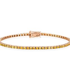 Joyas Nicols Pulseras | Pulsera Zafiros Amarillos 2.45Ct Oro Rosa Rainbow