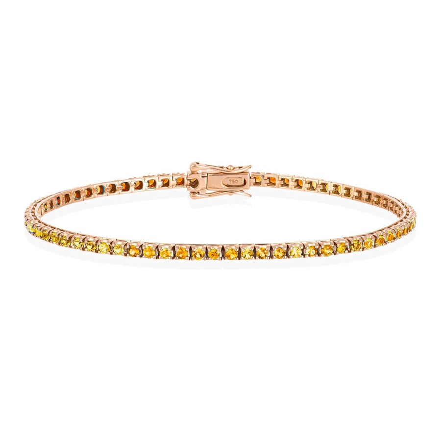 Joyas Nicols Pulseras | Pulsera Zafiros Amarillos 2.45Ct Oro Rosa Rainbow