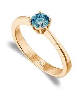 Joyas Nicols | Anillo Solitario Brillante Azul Isabella 0.40Ct