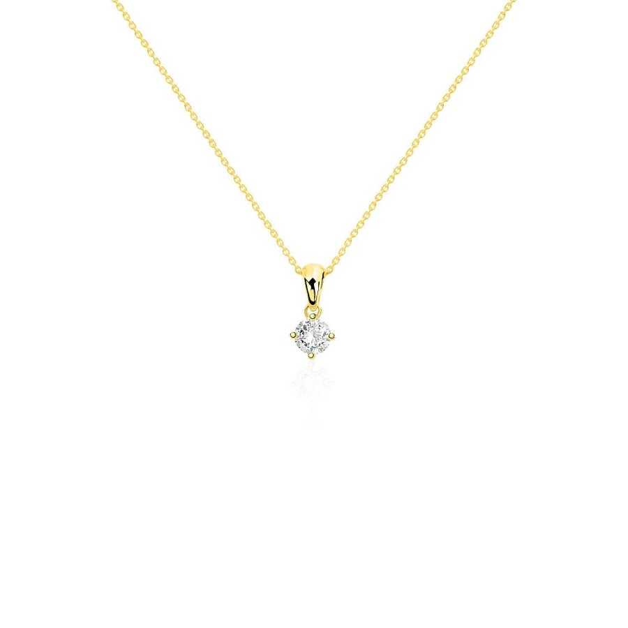 Joyas Nicols Colgantes | Collar Diamante Jackie Twisted 0.10-0.50Ct Solitario Oro Amarillo