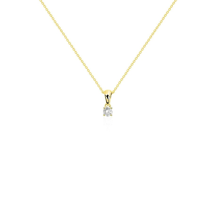 Joyas Nicols Colgantes | Collar Diamante Jackie 0.10-0.50Ct Solitario Oro Amarillo