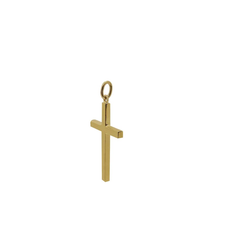 Joyas Nicols Medallas Y Cruces | Cruz Oro Lisa Maciza Palo Xs 12X8Mm