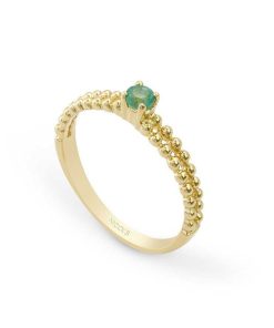 Joyas Nicols | Anillo Esmeralda Solitario Bolitas