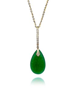 Joyas Nicols Colgantes | Colgante Jade Verde Oro Y Diamantes Serenity