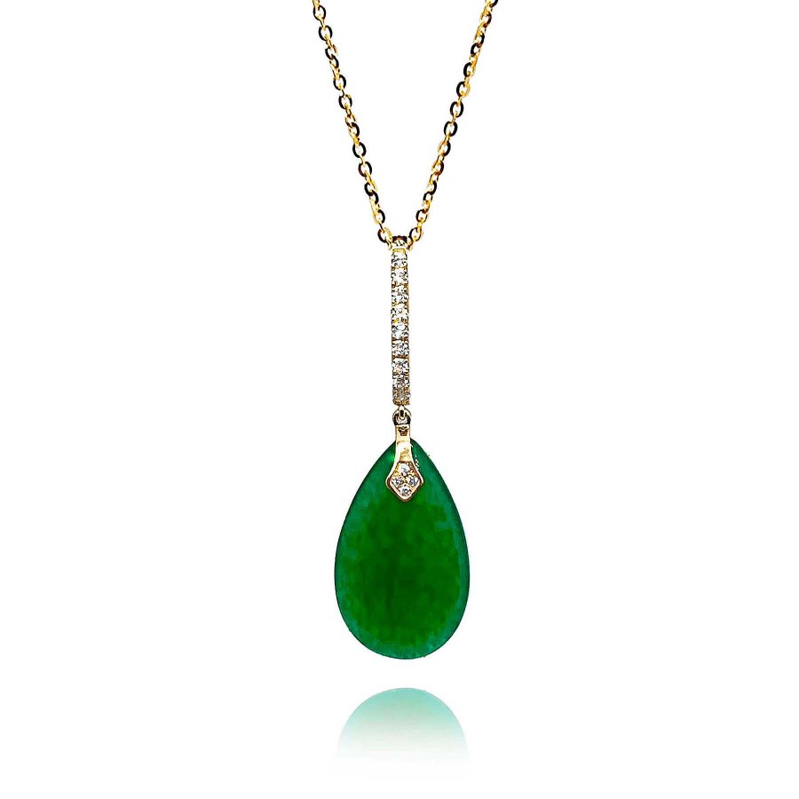 Joyas Nicols Colgantes | Colgante Jade Verde Oro Y Diamantes Serenity