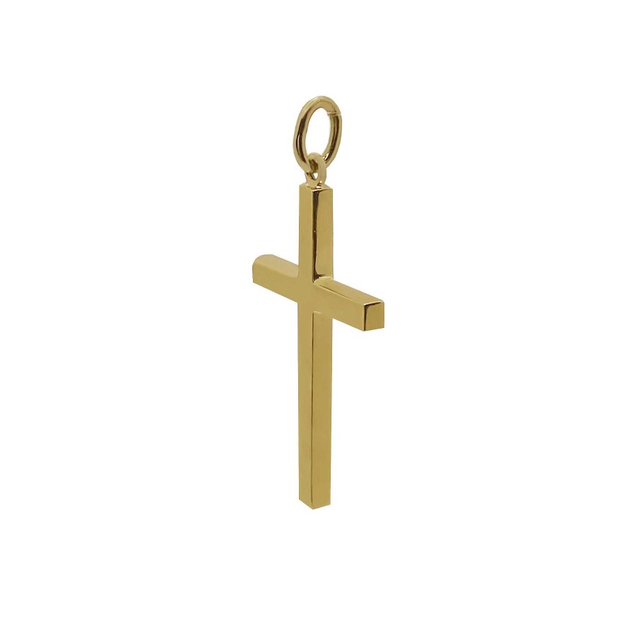 Joyas Nicols Medallas Y Cruces | Cruz Oro Lisa Maciza Palo Xl