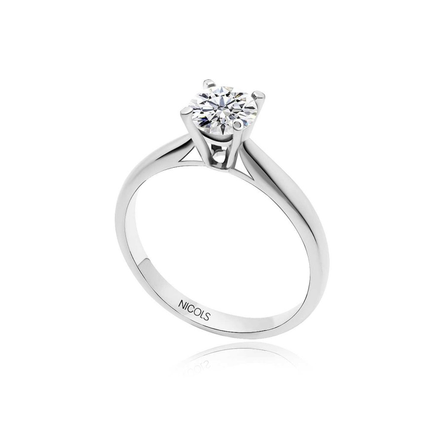 Joyas Nicols Anillos De Compromiso Solitario | Anillo Compromiso Nancy Oro Blanco (18Kt) Con Diamante 0.70Ct