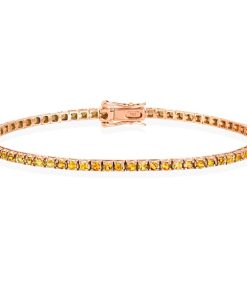 Joyas Nicols Pulseras | Pulsera Zafiros Amarillo 3.80Ct Oro Rosa Rainbow