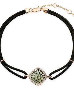 Joyas Nicols Pulseras | Pulsera Granate Verde Y Diamantes Rombo New Wave