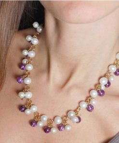 Joyas Nicols Colgantes | Collar Perlas Y Amatistas Pearls Lady