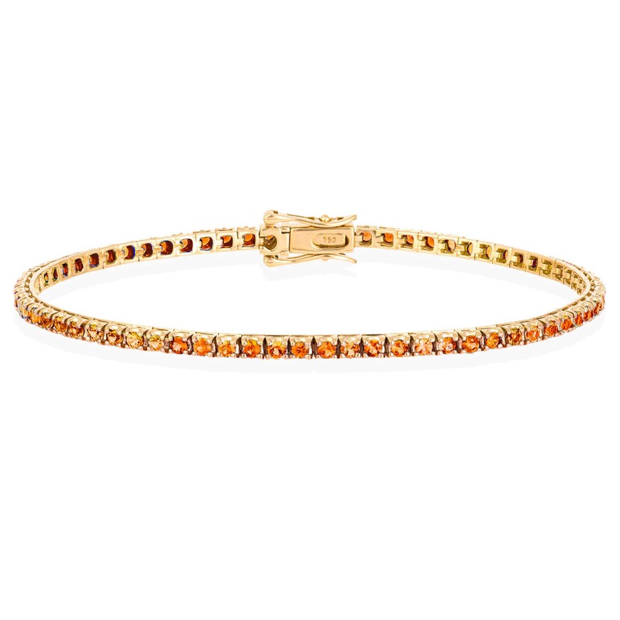 Joyas Nicols Pulseras | Pulsera Zafiros Amarillo 3.80Ct Oro Amarillo Rainbow