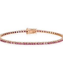 Joyas Nicols Pulseras | Pulsera Zafiros Rosa Claro 2.45Ct Oro Rosa Rainbow