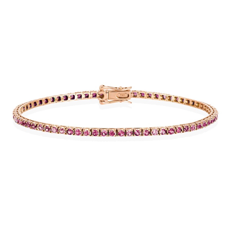 Joyas Nicols Pulseras | Pulsera Zafiros Rosa Claro 2.45Ct Oro Rosa Rainbow