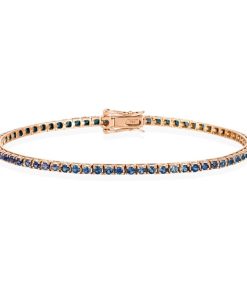 Joyas Nicols Pulseras | Pulsera Zafiros Azules 2.45Ct Oro Rosa Rainbow