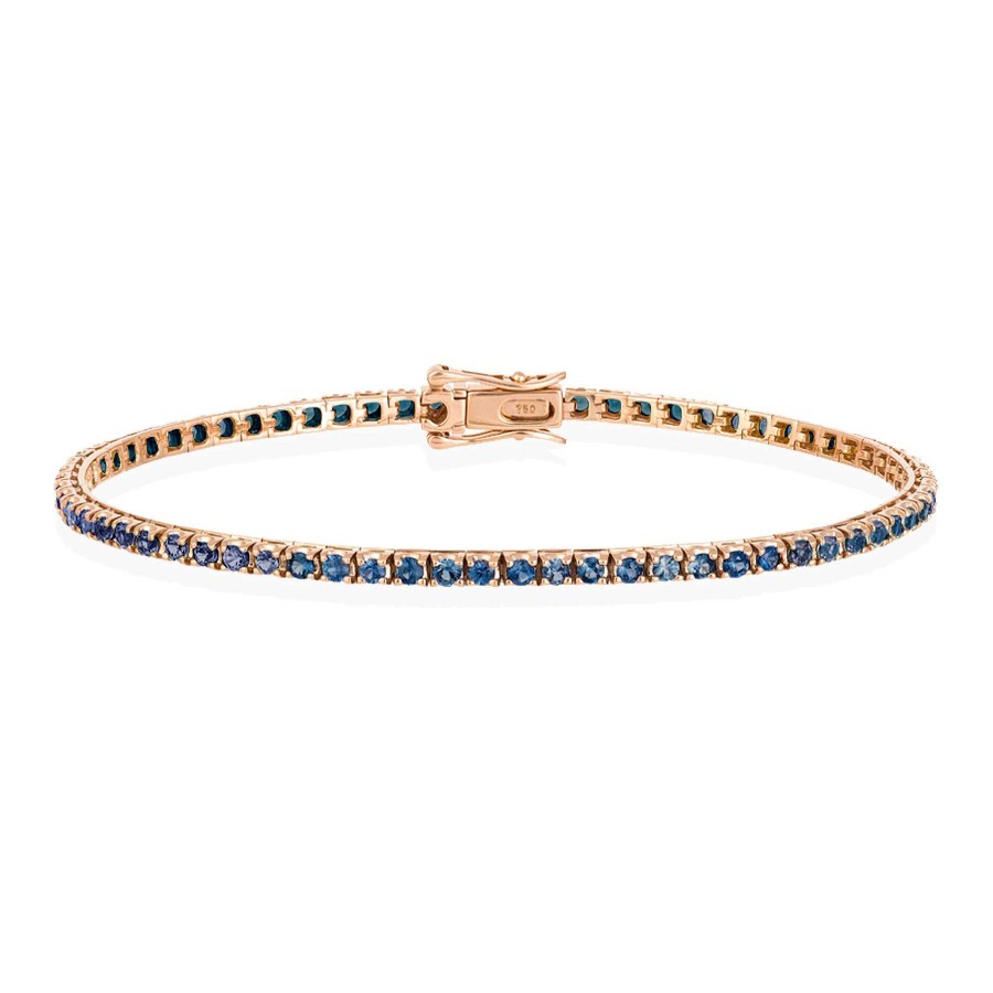 Joyas Nicols Pulseras | Pulsera Zafiros Azules 2.45Ct Oro Rosa Rainbow