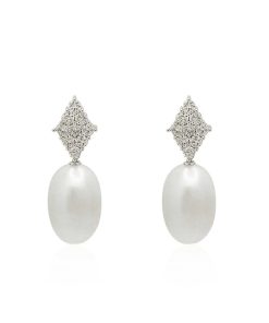 Joyas Nicols | Pendientes Diamantes Y Perlas Rombo