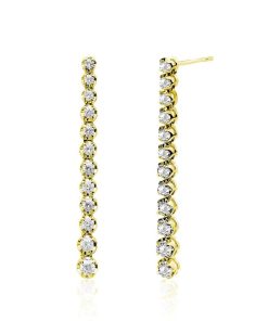 Joyas Nicols | Pendientes Diamantes Largos 1.30Ct Riviere Oro Amarillo