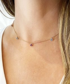 Joyas Nicols Colgantes | Collar Colgantes Piedras Amatista Y Topacio Trillon