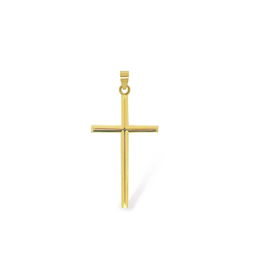 Joyas Nicols Medallas Y Cruces | Cruz Oro Amarillo Tubo Redondo 24X14