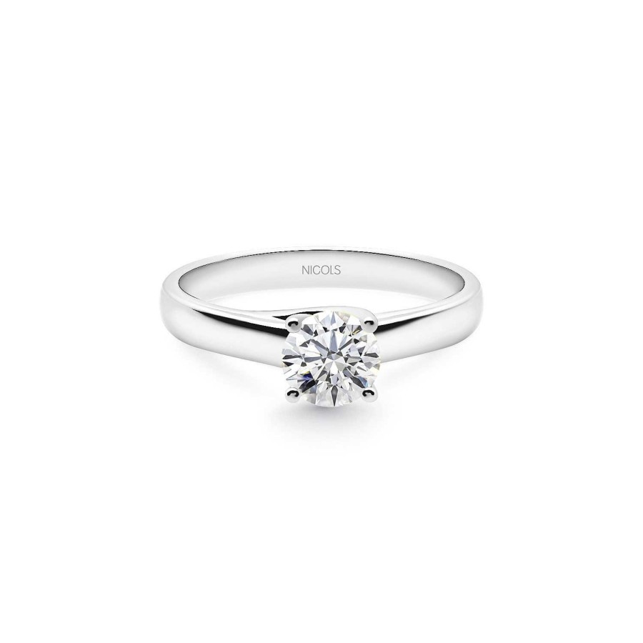 Joyas Nicols Anillos De Compromiso Solitario | Anillo Compromiso Megan Oro Blanco (18Kt) Con Diamante 0.75Ct