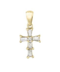 Joyas Nicols Medallas Y Cruces | Colgante Cruz Diamantes Baguettes 7X10Mm